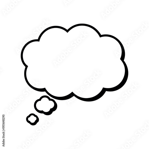 A simple black and white illustration of a thought bubble