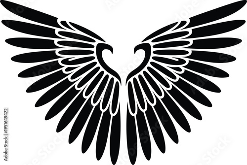 Black wing icon vector, angel wings, feather symbol isolated on White Background