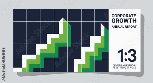 Corporate Growth Annual Report with Upward Trending Graph.