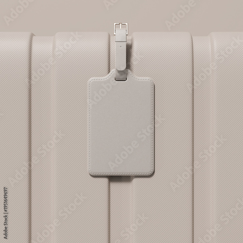 Leather luggage tag with buckle mockup. 3D rendering
