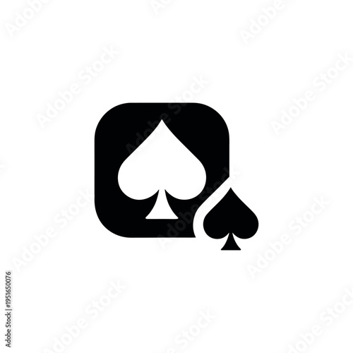 A black and white logo featuring spade symbols on a clean background