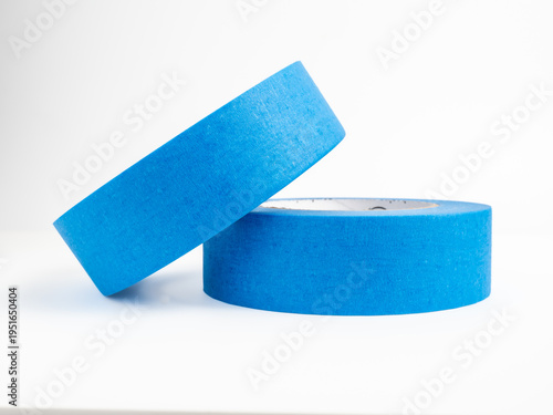rolls of decorators builders woodworkers craft masking tape isolated on a white background