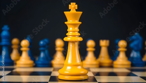 Chess game strategy king piece focus studio digital art dark background close-up