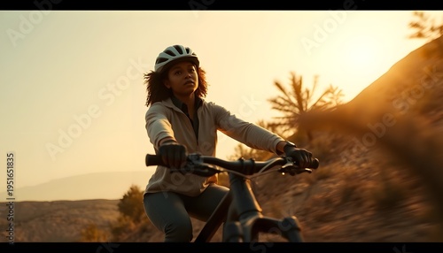 Biking adventure at sunset mountain trail lifestyle photography outdoor environment