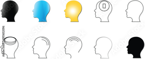 Set of 8 human head icons vector