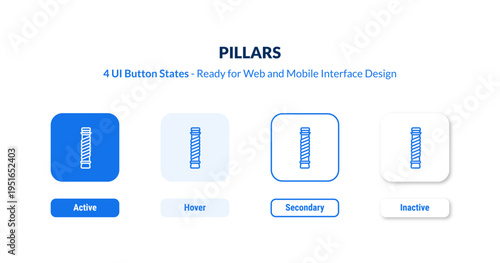 pillars UI button states set. Outline icon kit from history collection. Thin linear pillars, pillar, architecture editable vector. Line vector pillars sign for web and mobile interface
