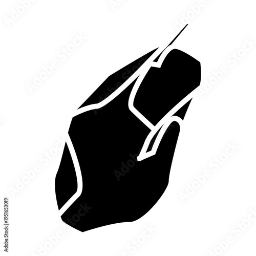 vector illustration of a black mouse computer cable glyph icon