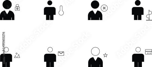 Set of 8 human icons vector, people symbols