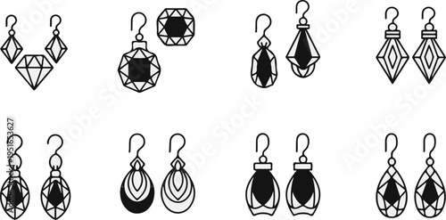 Collection of diverse gemstone and diamond earring designs