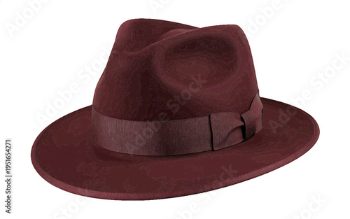 Sophisticated brown fedora hat with a distinctive band, representing classic style and timeless fashion, an iconic accessory for stylish individuals, presented as a vector illustration isolated