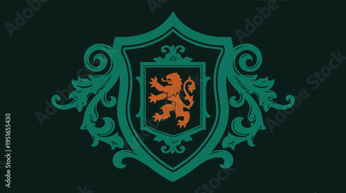 Premium heraldic crest  with elegant shields, crowns, lions, and ornamental flourishes, crafted for luxury branding, wine labels, wedding logos, certificates, badges, and high-end business.