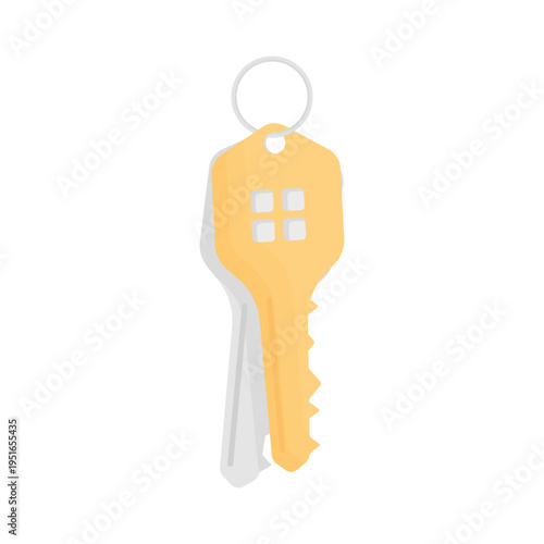 House-shaped keys on a white background. House keys. Real estate acquisition concept. Buying your own home.