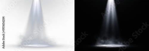 Fotografi spotlight beam with heavy smoke fog for studio product presentation and cinemati