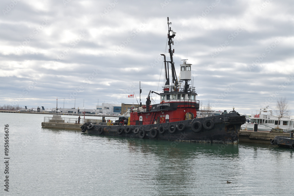 Fototapeta premium The Salvage Monarch (1959) a Canadian tugboat specialized in ship recovery and heavy towing Great Lakes and St Lawrence Seaway, in Toronto
