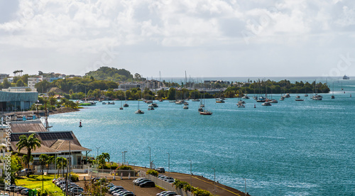 Tableau sur toile A view over a marina in Pointe a Pitre from the cruise terminal in Guadeloupe on
