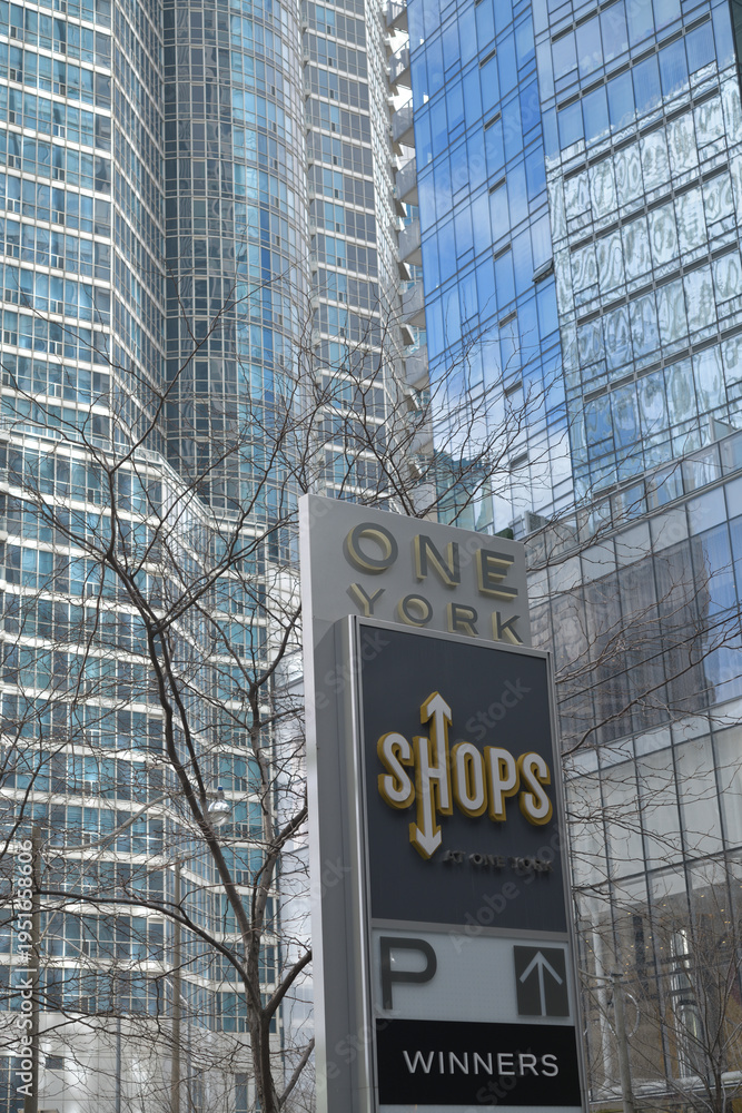 Fototapeta premium abstract exterior and sign outside Shops at One York, 1 York St, Toronto