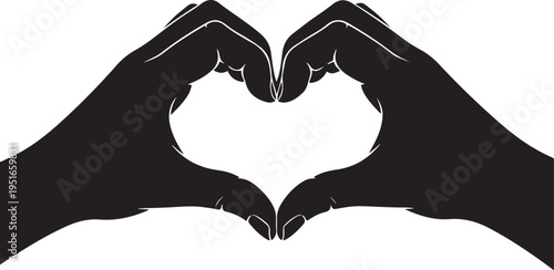 Silhouette of hands forming a heart isolated on transparent background