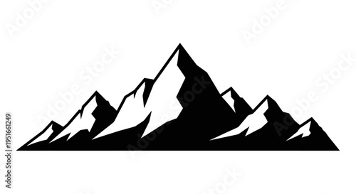 Majestic Mountain Range Silhouette Vector Illustration.