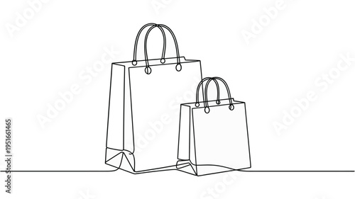 Minimalist line drawing of two shopping bags one larger than the other