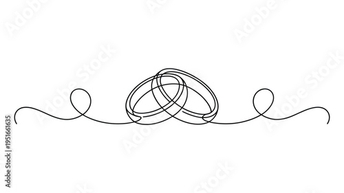 Abstract line drawing of interconnected circles and swirling curves