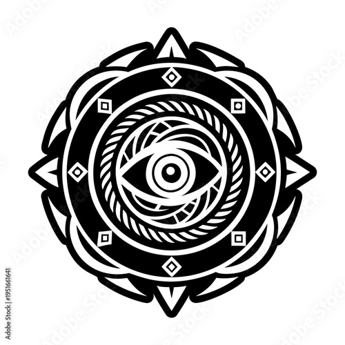 A glyph style icon of cosmic eye symbol