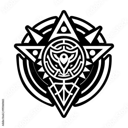 A filled style icon of wisdom tattoo