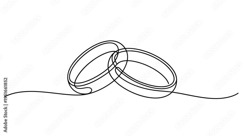 Obraz premium Interlocking rings drawn with a continuous line minimalist style
