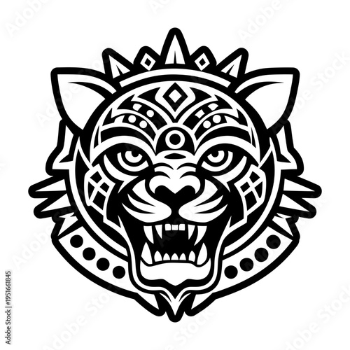 A filled style icon of jaguar head tattoo
