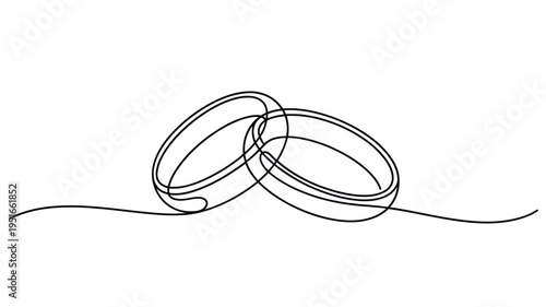 Interlocking rings drawn with a continuous line minimalist style