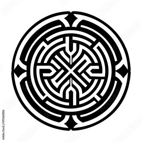 A glyph style icon of labyrinth tattoo