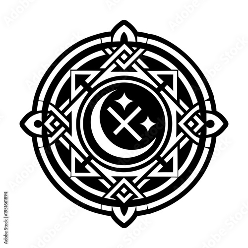 A glyph style icon of lunar symbol