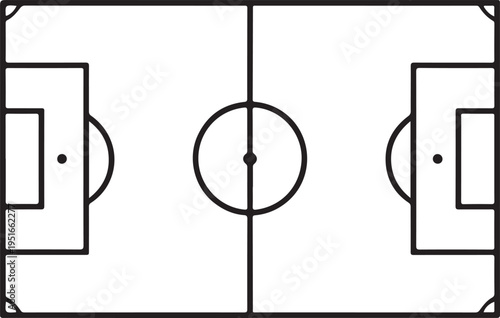 An aerial view depicts a classic soccer field with defined markings and goal areas a stark silhouette high quality professional