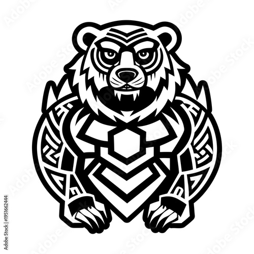 A glyph style icon of bear tattoo