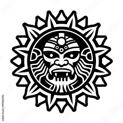 A filled style icon of sun god tattoo