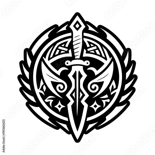 A solid style icon of ancient sword symbol
