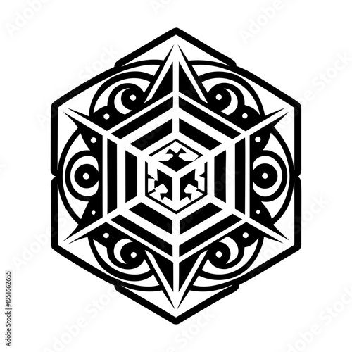 A glyph style icon of geometric symbol tattoo