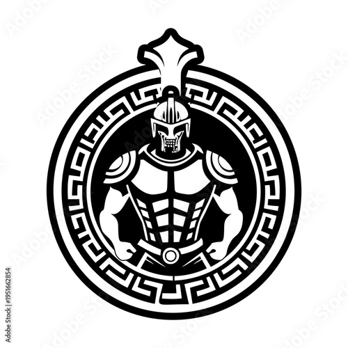 A filled style icon of ancient gladiator tattoo