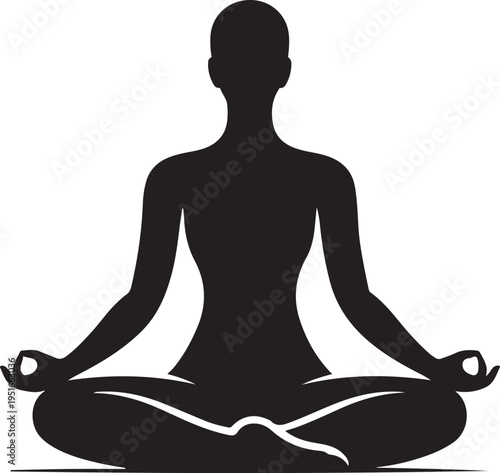 A serene woman practices yoga in the lotus position showcasing peaceful meditation and mindful stillness silhouette high quality professional detailed