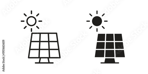 Solar panel icon silhouette design. Editable stroke outline icon on white background