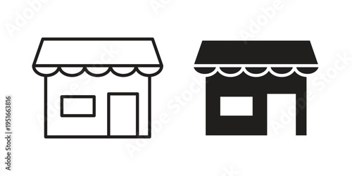 Store icon silhouette design. Editable stroke outline icon on white background