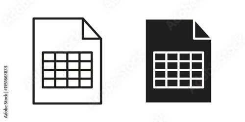 Spreadsheet icon silhouette design. Editable stroke outline icon on white background