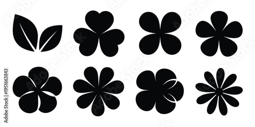 Flower Cycle Shapes Set Black Circular Floral Diagram Infographic Template