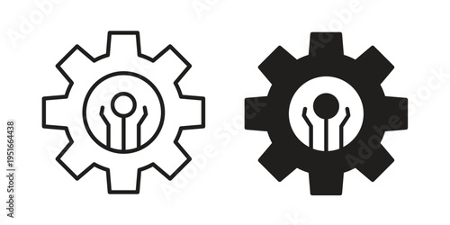 Technology icon silhouette design. Editable stroke outline icon on white background