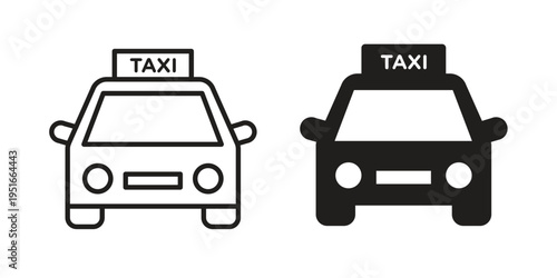 Taxi icon silhouette design. Editable stroke outline icon on white background