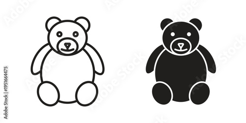 Teddy bear icon silhouette design. Editable stroke outline icon on white background