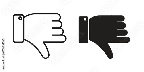 Thumbs down icon silhouette design. Editable stroke outline icon on white background