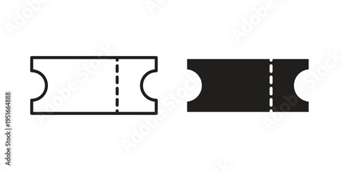 Ticket icon silhouette design. Editable stroke outline icon on white background