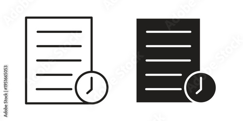 Timesheet icon silhouette design. Editable stroke outline icon on white background