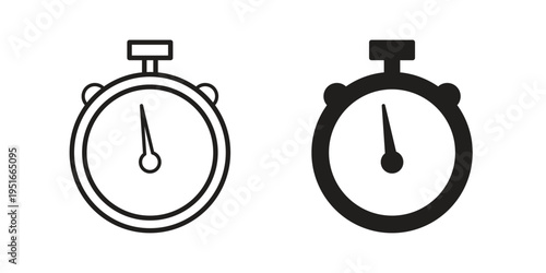 Timer icon silhouette design. Editable stroke outline icon on white background