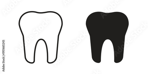 Tooth icon silhouette design. Editable stroke outline icon on white background